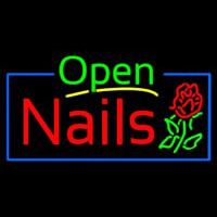 Green Open Nails Flower Logo Neonreclame