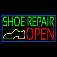 Green Shoe Repair Open With Border Neonreclame