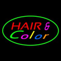 Hair And Color Oval Green Neonreclame