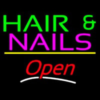 Hair And Nails Open Yellow Line Neonreclame