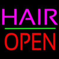 Hair Block Open Green Line Neonreclame