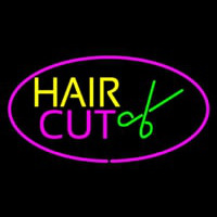 Hair Cut Logo Oval Pink Neonreclame