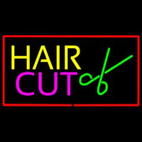 Hair Cut Logo With Red Border Neonreclame