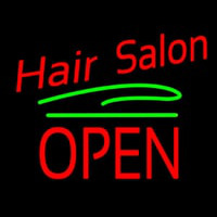 Hair Salon Block Open Green Line Neonreclame