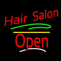 Hair Salon Open Yellow Line Neonreclame