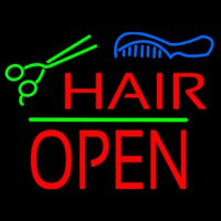 Hair Scissors Comb Block Open Green Line Neonreclame