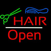 Hair Scissors Comb Open White Line Neonreclame