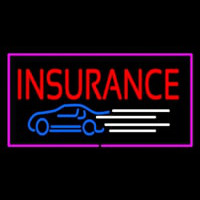 Insurance Car Logo Pink Border Neonreclame