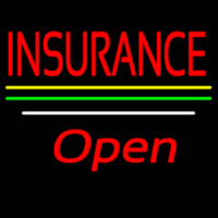 Insurance Open Yellow Green White Line Neonreclame