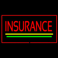 Insurance Yellow Green Lines Red Border Neonreclame