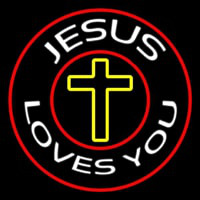 Jesus Loves You With Red Border Neonreclame