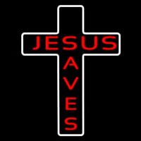 Jesus Saves White Cross Neonreclame