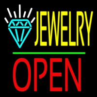 Jewelry Logo Block Open Green Line Neonreclame