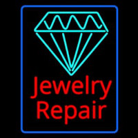 Jewelry Repair Cursive Blue Border Neonreclame