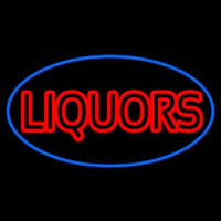 Liquors Oval With Blue Border Neonreclame