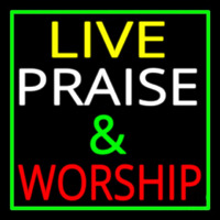 Live Praise And Worship Green Border Neonreclame