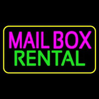 Mailbo  Rental Block Yellow Border Neonreclame