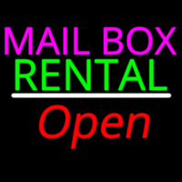 Mailbo  Rental Open White Line Neonreclame