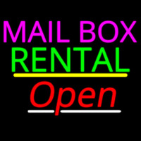 Mailbo  Rental Open Yellow Line Neonreclame