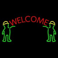 Men Holding Welcome Banner Neonreclame