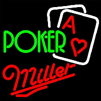 Miller Green Poker Beer Sign Neonreclame