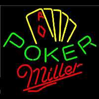 Miller Poker Yellow Beer Sign Neonreclame