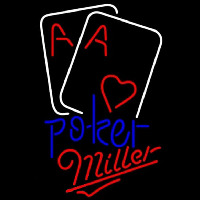 Miller Purple Lettering Red Heart White Cards Poker Beer Sign Neonreclame