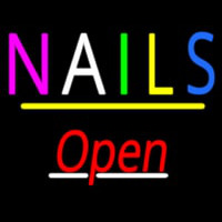 Multi Colored Nails Open Yellow Line Neonreclame