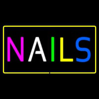 Multi Colored Nails With Yellow Border Neonreclame