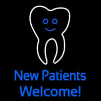 New Patients With Tooth Logo Neonreclame