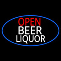 Open Beer Liquor Oval With Blue Border Neonreclame