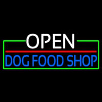 Open Dog Food Shop With Green Border Neonreclame