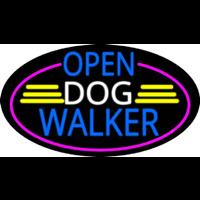 Open Dog Walker Oval With Pink Border Neonreclame