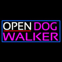 Open Dog Walker With Blue Border Neonreclame