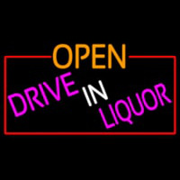 Open Drive In Liquor With Red Border Neonreclame