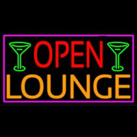 Open Lounge And Martini Glass With Pink Border Neonreclame