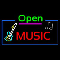 Open Music With Guitar Logo Neonreclame