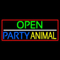 Open Party Animal With Red Border Neonreclame