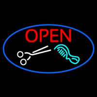 Open With Scissor And Comb Neonreclame