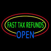 Oval Fast Ta  Refunds Blue Open Neonreclame