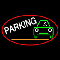 Parking And Car Oval With Red Border Neonreclame