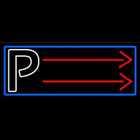 Parking P With Arrow With Blue Border Neonreclame