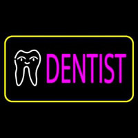 Pink Dentist Tooth Logo Yellow Border Neonreclame