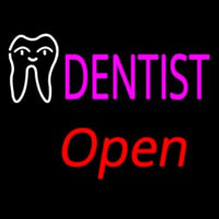 Pink Dentist White Tooth Open Neonreclame