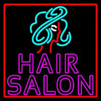 Pink Double Stroke Hair Salon With Girl Logo Neonreclame