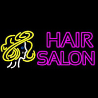 Pink Double Stroke Hair Salon With Girl Logo Neonreclame