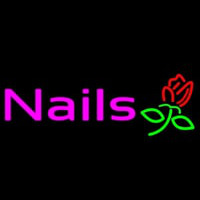 Pink Nails With Flower Logo Neonreclame