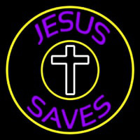 Purple Jesus Saves White Cross Neonreclame