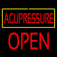 Red Acupressure Yellow Border Block Open Neonreclame