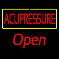 Red Acupressure Yellow Border Open Neonreclame